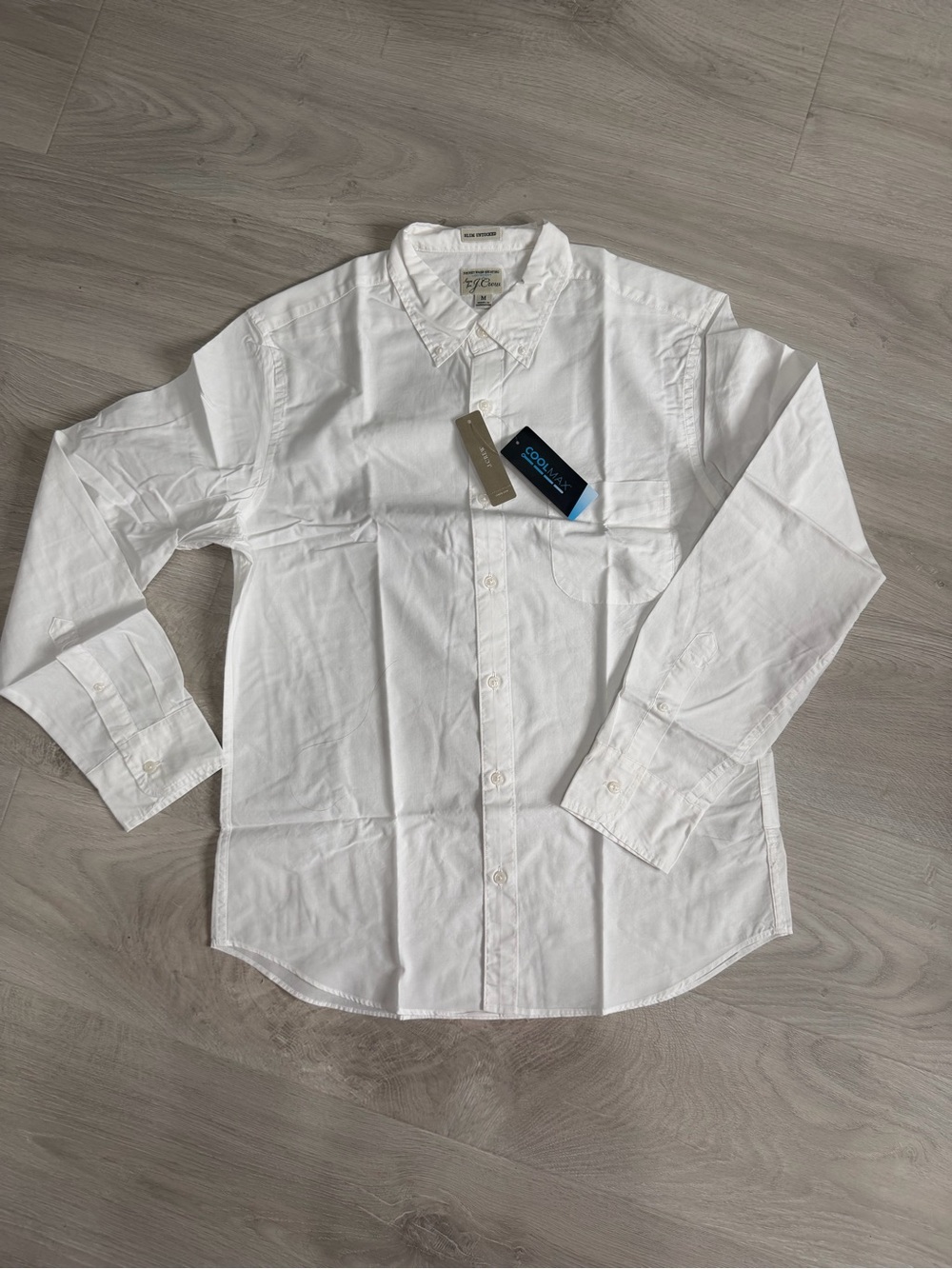 J. Crew Men's White Long-Sleeve Button-Up Shirt